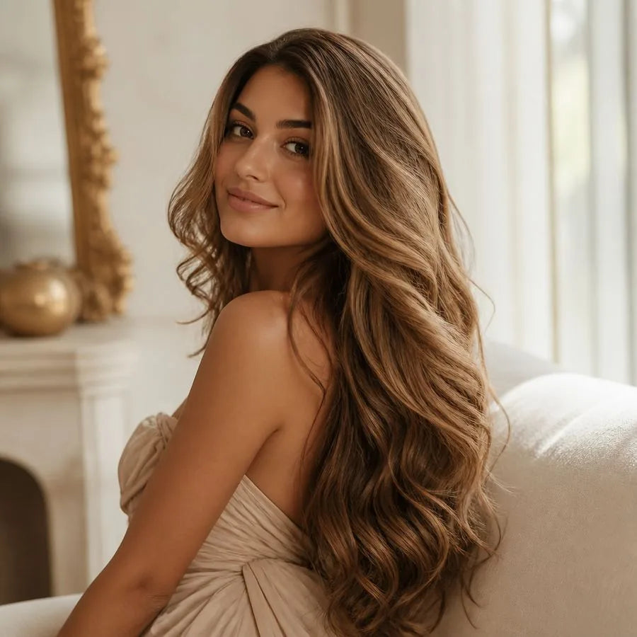 Long, seamless hair extensions – illustrating “Do extensions damage your natural hair?”