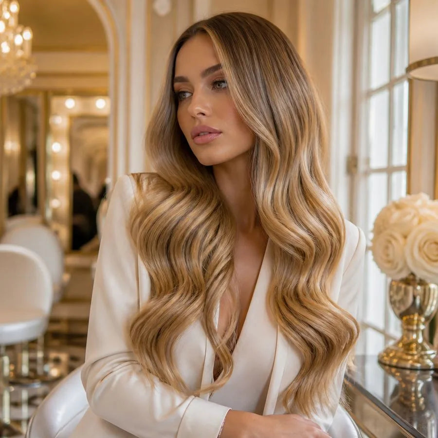 Long, seamless hair extensions – illustrating “How much do hair extensions cost in Boca Raton?”
