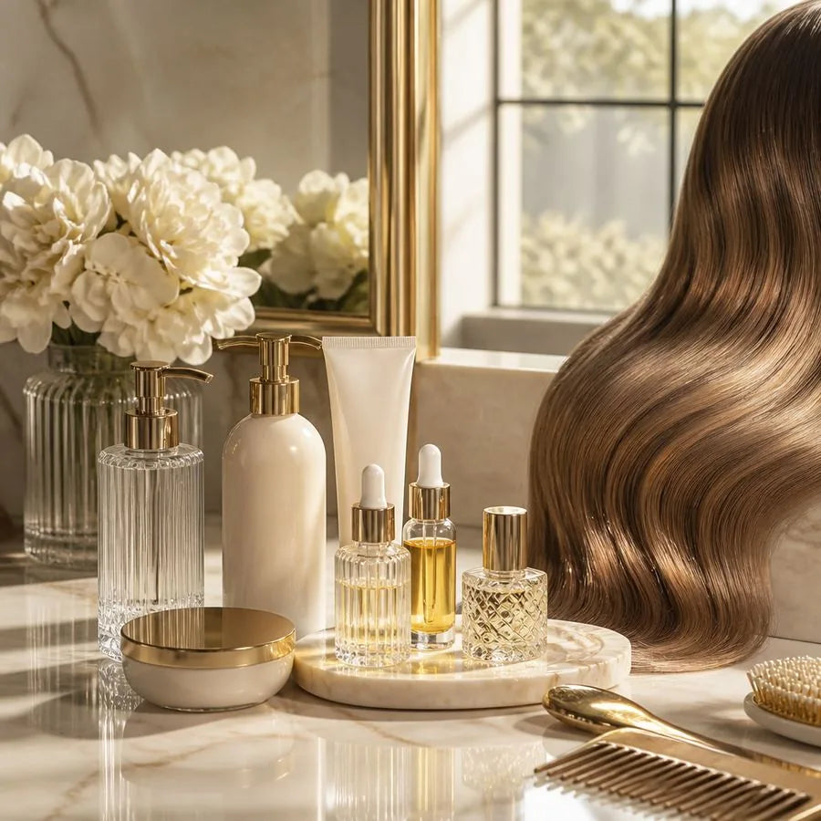 Professional hair care products and tools – illustrating “Is sulfate-free shampoo actually better?”