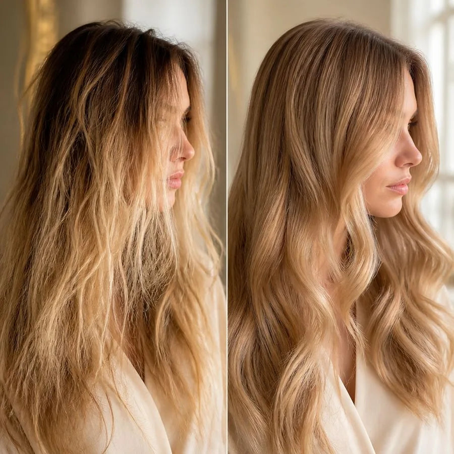 Colorist mixing hair color for a color correction – illustrating “What is a color correction and why does it cost more?”