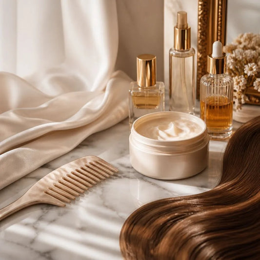 Professional hair care products and tools – illustrating “What is the best deep conditioner for color-treated hair?”